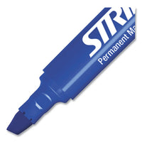 Stridemark Tank Permanent Marker, Broad Chisel Tip, Blue, 12-pack