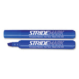 Stridemark Tank Permanent Marker, Broad Chisel Tip, Blue, 12-pack