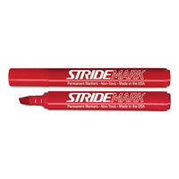 Stridemark Permanent Marker, Fine Bullet Tip, Red, 12-pack