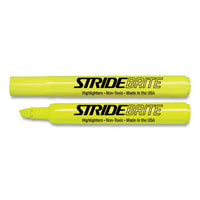 Stridebrite Tank Highlighter, Fluorescent Yellow Ink, Chisel Tip, Yellow Barrel, 12-box