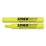 Stridebrite Tank Highlighter, Fluorescent Yellow Ink, Chisel Tip, Yellow Barrel, 12-box