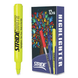 Stridebrite Tank Highlighter, Fluorescent Yellow Ink, Chisel Tip, Yellow Barrel, 12-box