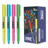 Stridebrite Stick Highlighters, Assorted Ink Colors, Chisel Tip, Assorted Barrel Colors, 24-pack