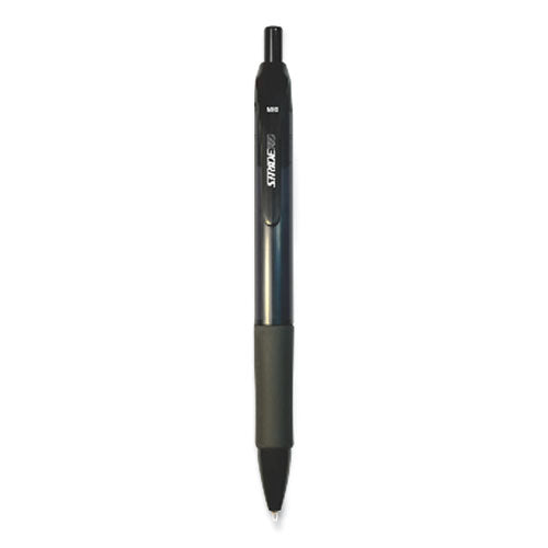 Striderio Gel Pen, Retractable, Medium 0.7 Mm, Black Ink, Translucent Black Barrel, 12-box