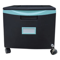 Single-drawer Mobile Filing Cabinet, 14.75w X 18.25d X 12.75h, Black-teal