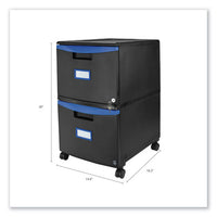 Two-drawer Mobile Filing Cabinet, 14.75w X 18.25d X 26h, Black-blue