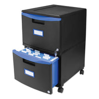 Two-drawer Mobile Filing Cabinet, 14.75w X 18.25d X 26h, Black-blue