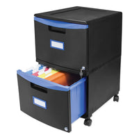 Two-drawer Mobile Filing Cabinet, 14.75w X 18.25d X 26h, Black-blue