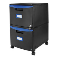 Two-drawer Mobile Filing Cabinet, 14.75w X 18.25d X 26h, Black-blue