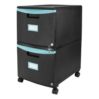 Two-drawer Mobile Filing Cabinet, 14.75w X 18.25d X 26h, Black-teal