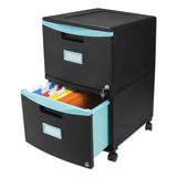 Two-drawer Mobile Filing Cabinet, 14.75w X 18.25d X 26h, Black-teal