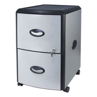 Two-drawer Mobile Filing Cabinet, Metal Siding, 19w X 15d X 23h, Silver-black