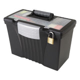 Portable Letter-legal Filebox With Organizer Lid, Letter-legal Files, 14.5" X 10.5" X 12", Black