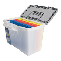 Portable Letter-legal Filebox With Organizer Lid, Letter-legal Files, 14.5" X 10.5" X 12", Clear-silver