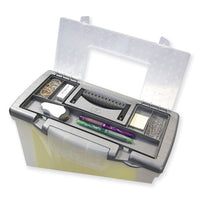 Portable Letter-legal Filebox With Organizer Lid, Letter-legal Files, 14.5" X 10.5" X 12", Clear-silver