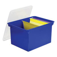 Plastic File Tote, Letter-legal Files, 18.5" X 14.25" X 10.88", Blue-clear