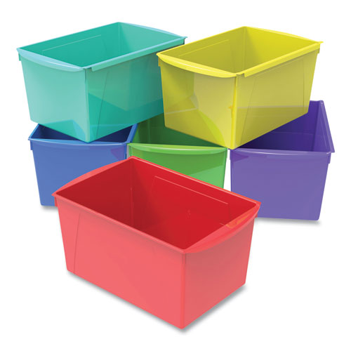 Double Xl Wide Interlocking Book Bins, 9.2" X 14.5" X 7", Assorted Bright Colors, 6-carton