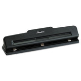 10-sheet Desktop Two-to-three-hole Adjustable Punch, 9-32" Holes, Black