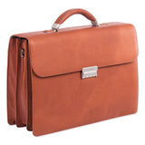 Milestone Briefcase, Holds Laptops, 15.6", 5" X 5" X 12", Brown
