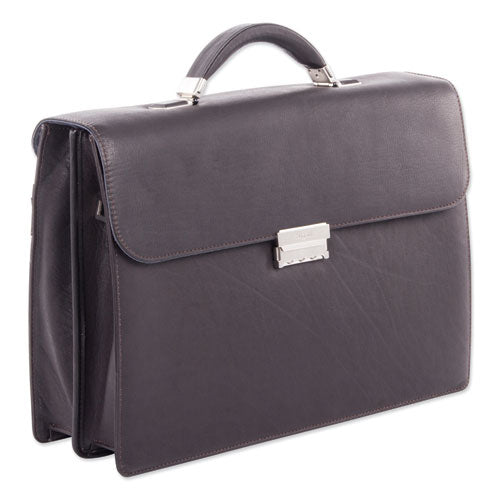 Milestone Briefcase, Holds Laptops, 15.6", 5" X 5" X 12", Brown