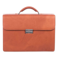Milestone Briefcase, Holds Laptops 15.6", 5" X 5" X 12", Cognac