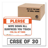 Besafe Messaging Repositionable Wall-door Signs, 9 X 6, Please Wipe Down All Surfaces You Touch, White, 30-carton