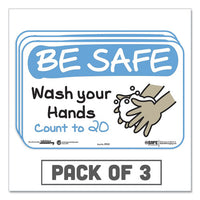 Besafe Messaging Education Wall Signs, 9 X 6,  "be Safe, Wear A Mask, Wash Your Hands, Follow The Arrows", Monkey, 3-pack