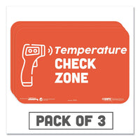 Besafe Messaging Education Wall Signs, 9 X 6,  "temperature Check Zone", 3-pack