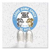 Besafe Messaging Education Floor Signs, Leave Some Space; Stay At Arms Length; Be Safe, 12" Dia, White-blue, 6-pack