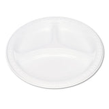 Plastic Dinnerware, Compartment Plates, 9" Dia, White, 125-pack