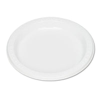 Plastic Dinnerware, Plates, 7" Dia, White, 125-pack