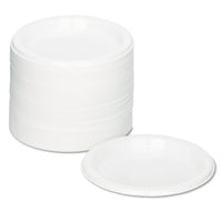 Plastic Dinnerware, Plates, 7" Dia, White, 125-pack