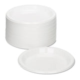 Plastic Dinnerware, Plates, 9" Dia, White, 125-pack