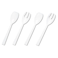 Table Set Plastic Serving Forks & Spoons, White, 24 Forks, 24 Spoons Per Pack