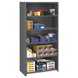 Closed Commercial Steel Shelving, Five-shelf, 36w X 12d X 75h, Medium Gray