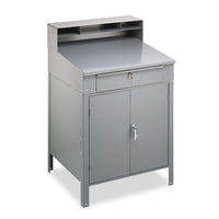 Steel Cabinet Shop Desk, 36w X 30d X 53.75h, Medium Gray