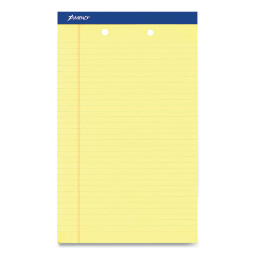 Perforated Writing Pads, Wide-legal Rule, Canary Sheets, 2-hole Top Punched, 8.5 X 14, 50 Sheets, Dozen