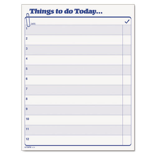 "things To Do Today" Daily Agenda Pad, 8 1-2 X 11, 100 Forms