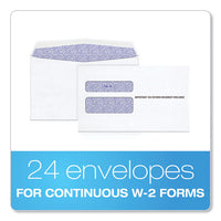 W-2 Laser Double Window Envelope, Commercial Flap, Gummed Closure, 5.63 X 9, White, 24-pack