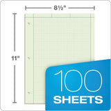 Engineering Computation Pads, 5 Sq-in Quadrille Rule, 8.5 X 11, Green Tint, 100 Sheets