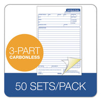 Snap-off Job Work Order Form, 5 2-3" X 8 5-8", Three-part Carbonless, 50 Forms