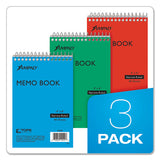 Memo Books, Narrow Rule, 6 X 4, White, 40 Sheets, 3-pack