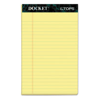 Docket Ruled Perforated Pads, Narrow Rule, 5 X 8, Canary, 50 Sheets, 12-pack