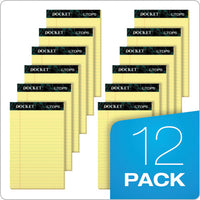 Docket Ruled Perforated Pads, Narrow Rule, 5 X 8, Canary, 50 Sheets, 12-pack