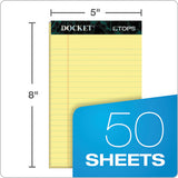 Docket Ruled Perforated Pads, Narrow Rule, 5 X 8, Canary, 50 Sheets, 12-pack