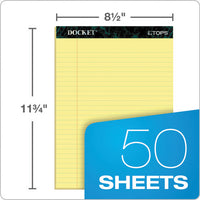 Docket Ruled Perforated Pads, Wide-legal Rule, 8.5 X 11.75, Canary, 50 Sheets, 12-pack