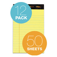 Docket Gold Ruled Perforated Pads, Narrow Rule, 5 X 8, Canary, 50 Sheets, 12-pack