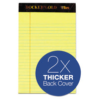 Docket Gold Ruled Perforated Pads, Narrow Rule, 5 X 8, Canary, 50 Sheets, 12-pack