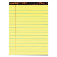 Docket Gold Ruled Perforated Pads, Narrow Rule, 5 X 8, Canary, 50 Sheets, 12-pack