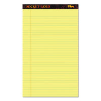 Docket Gold Ruled Perforated Pads, Wide-legal Rule, 8.5 X 14, Canary, 50 Sheets, 12-pack